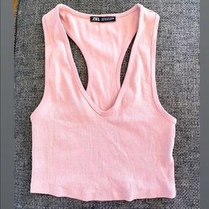 Zara women pink tank crop top- size small